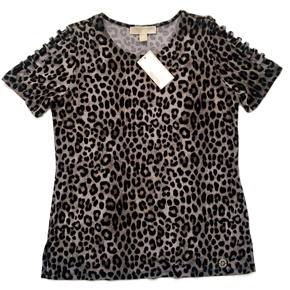 Michael Kors Leopard Print Top with Open Sleeves size S